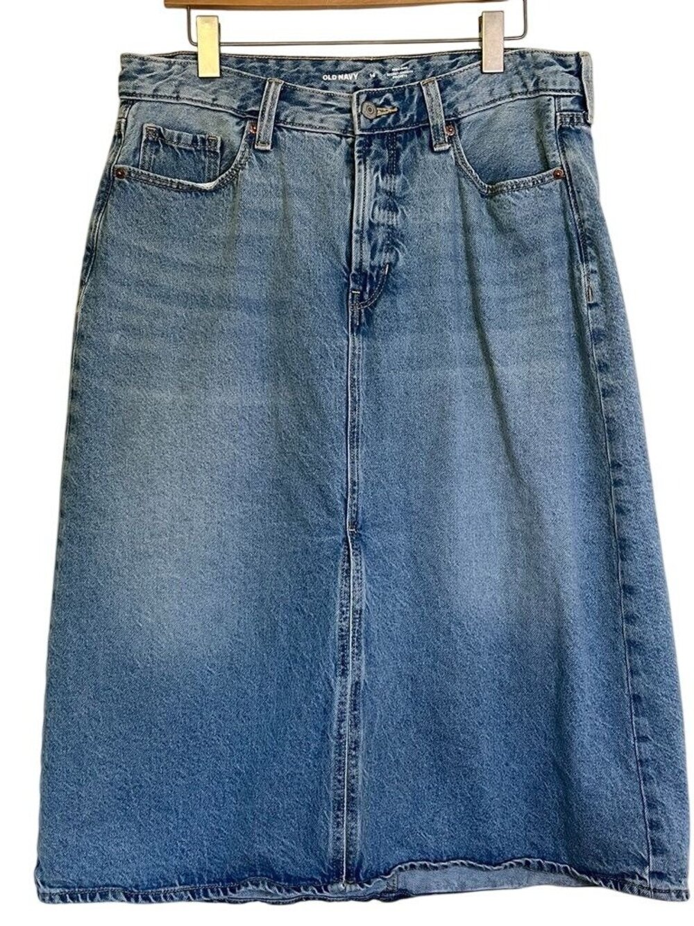 90s Denim Midi Skirt Women Sz 14 Blue Jean Midi Boho Country Classic 90s - Picture 4 of 11